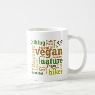 Vegane Wanderung Word Cloud Kaffeetasse