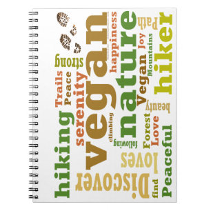 Vegane Wanderung Word Cloud Notizblock