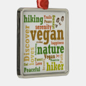 Vegane Wanderung Word Cloud Silbernes Ornament (Rechts)