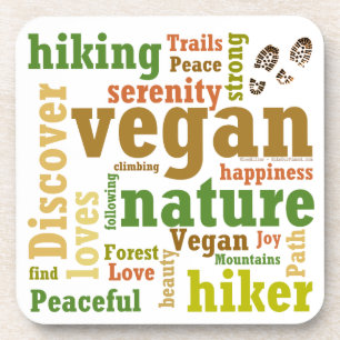 Vegane Wanderung Word Cloud Untersetzer