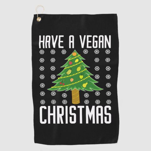vegane Weihnachten Golfhandtuch (Vorderseite)