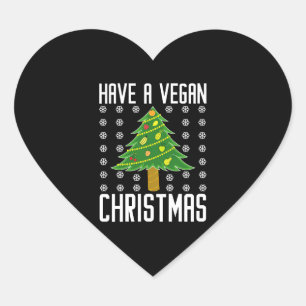vegane Weihnachten Herz-Aufkleber
