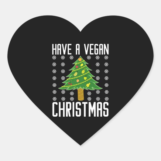 vegane Weihnachten Herz-Aufkleber (Vorderseite)
