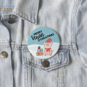 Vegane Weihnachten mit Cartoon-Ferkel und Geschenk Button (Beispiel)
