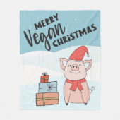 Vegane Weihnachten mit Cartoon-Ferkel und Geschenk Fleecedecke (Vorderseite)