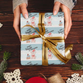 Vegane Weihnachten mit Cartoon-Ferkel und Geschenk Geschenkpapier