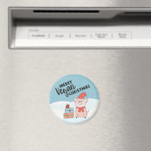 Vegane Weihnachten mit Cartoon-Ferkel und Geschenk Magnet (In Situ (Geschirrspüler))