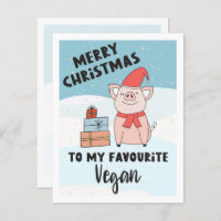 Vegane Weihnachten mit schönem Ferkel und Geschenk