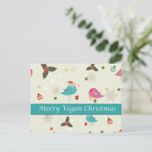 Vegane Weihnachtsartikel Feiertagspostkarte (Stehend Vorderseite)