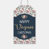 Vegane Weihnachtsretrine blau und goldfarben, blum Geschenkanhänger (Vorderseite)