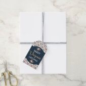 Vegane Weihnachtsretrine blau und goldfarben, blum Geschenkanhänger (Mit Garn)