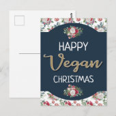 Vegane Weihnachtsretrine blau und goldfarben, blum Postkarte (Vorne/Hinten)