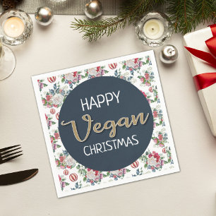 Vegane Weihnachtsretrine blau und goldfarben, blum Serviette