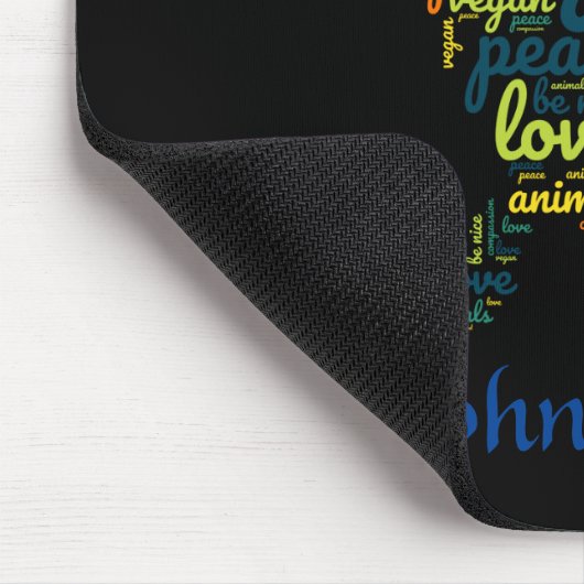 Vegane Wortwolke in Form einer Schildkröte Mousepad (Ecke)
