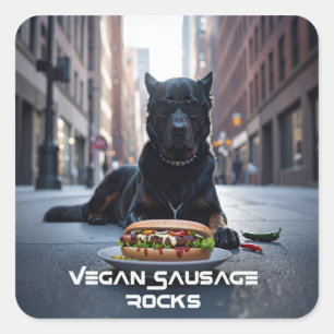 VEGANE WURST ROCKS - LUSTIG QUADRATISCHER AUFKLEBER