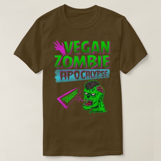 Vegane Zombie-Apokalypse, Funny Vegetarian Hallowe T-Shirt (Design vorne)