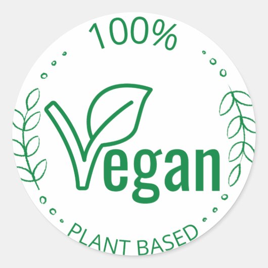 veganer Aufkleber auf 100%iger Pflanze (Vorderseite)