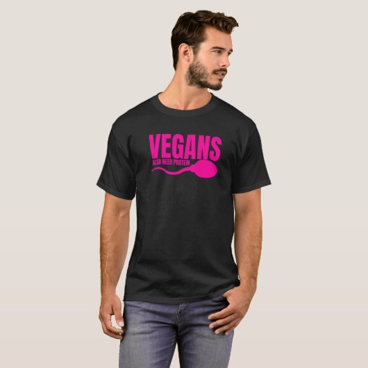 Veganer brauchen auch Protein Erwachsene vegetaris T-Shirt (Vorne ganz)