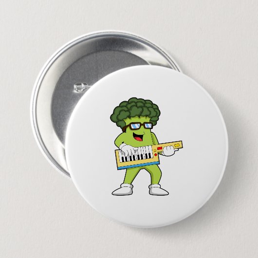Veganer Broccoli bei Gitarre Button (Vorne & Hinten)