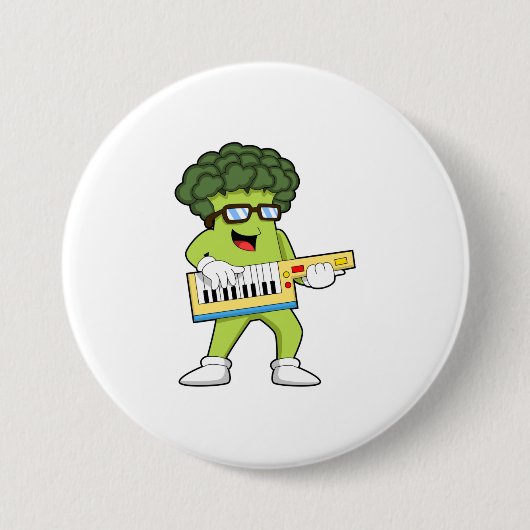 Veganer Broccoli bei Gitarre Button (Vorderseite)