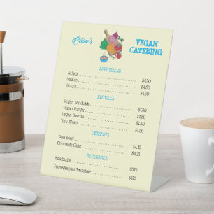 Veganer Catering Tabelle Top-Preis-Liste Preisschi Sockelschild