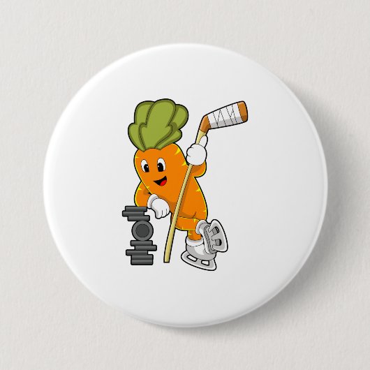 Veganer Eishockey Eishockeyschläger Button (Vorderseite)
