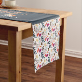 Veganer Erntedank blau mit orangefarbenem Blumenmu Kurzer Tischläufer (Beispiel)