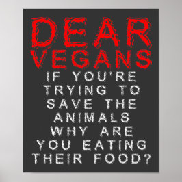 Veganer essen Tiere's Food Funny Poster Signs