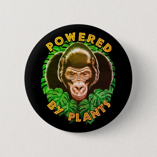 Veganer Gorilla - Powered by Pflanze Zitat Button (Vorderseite)