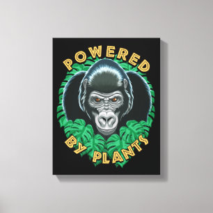Veganer Gorilla - Powered by Pflanze Zitat Leinwanddruck