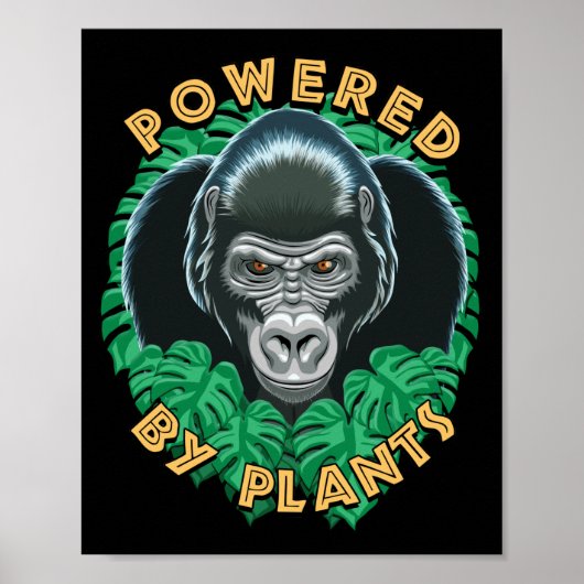 Veganer Gorilla - Powered by Pflanze Zitat Poster (Vorne)