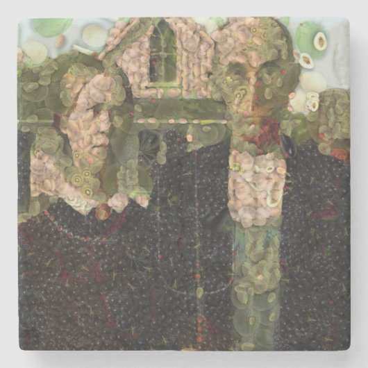 Veganer gotischer Kunstlöffel Steinuntersetzer (Vorderseite)