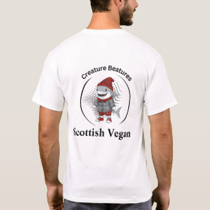 veganer Hai in schottischer Tartan-Verkleidung T-Shirt