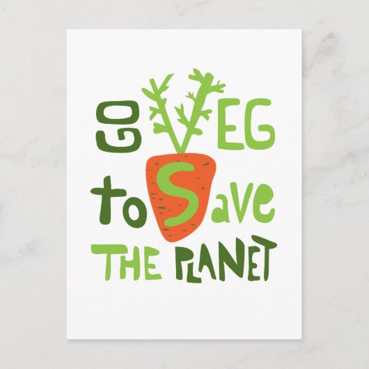 Veganer handgeschriebener Slogan mit Karottenkarte Postkarte (Vorderseite)