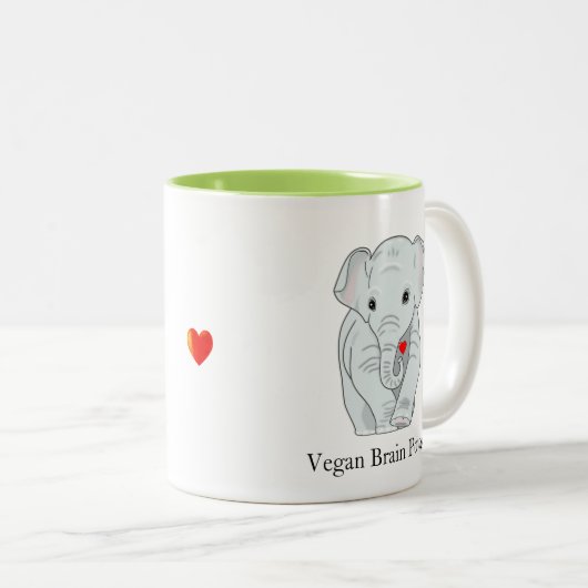 Veganer Hirn-Power Elefant, der ein Herz hält Zweifarbige Tasse (VorderseiteRechts)