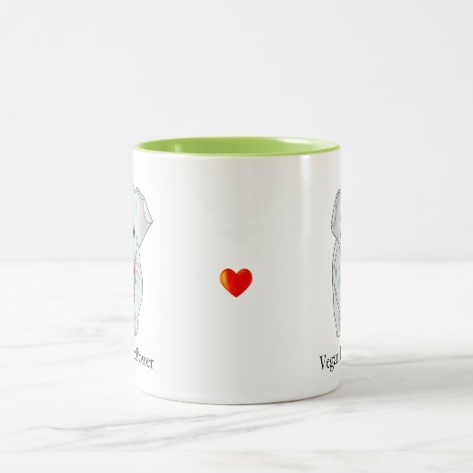 Veganer Hirn-Power Elefant, der ein Herz hält Zweifarbige Tasse (Mittel)