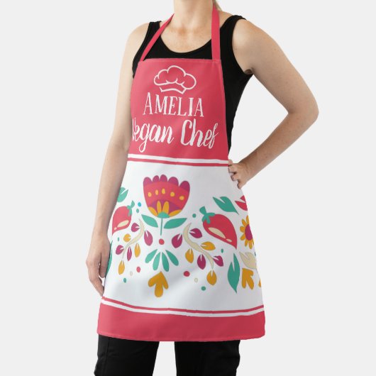 Veganer Koch, blumenradikal rot bunt Schürze (InSitu)