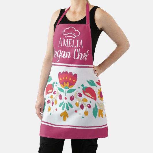 Veganer Koch florale Fuchsia Rose farbig Schürze (InSitu)
