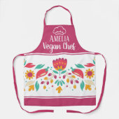 Veganer Koch florale Fuchsia Rose farbig Schürze (Vorderseite)