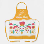 Veganer Koch mit blorgelbem Hut Schürze (Vorderseite)