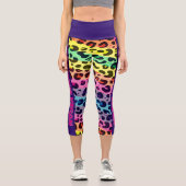 Veganer, lebendiger Regenbogendruck Capri Leggings (Vorderseite)