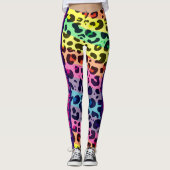 Veganer, lebendiger Regenbogendruck Leggings (Vorderseite)