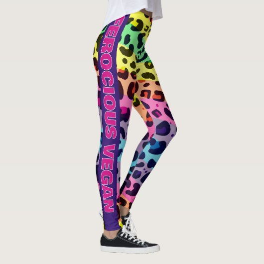 Veganer, lebendiger Regenbogendruck Leggings (Rechts)