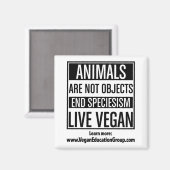 Veganer Magnet - Tiere sind keine Objekte (Vorderseite/Rückseite)