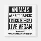 Veganer Magnet - Tiere sind keine Objekte (Vorne)