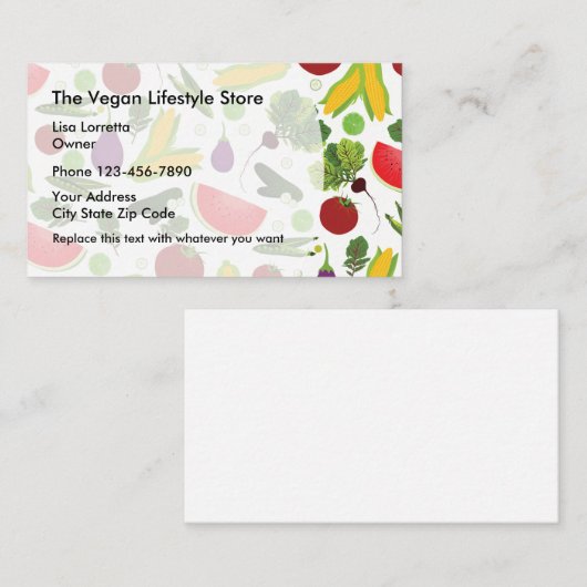 Veganer Nahrungsmittel-und Wellness-Speicher Visitenkarte (Vorne/Hinten)