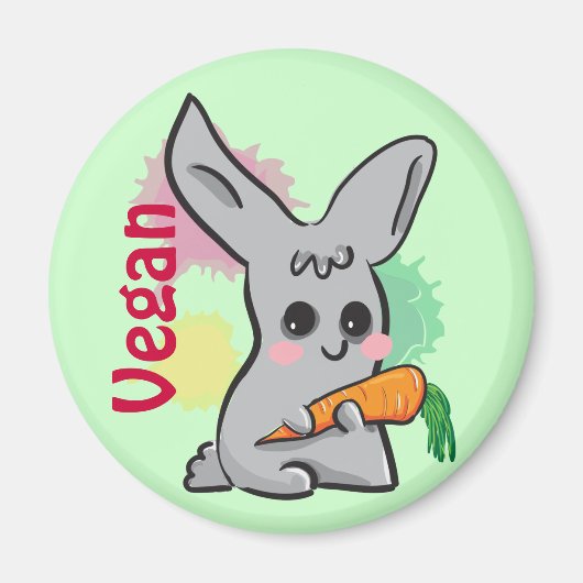 Veganer niedlicher Hasen mit Karottenmagnet Magnet (Vorne)