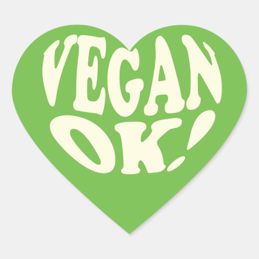 Veganer Ok-Green-Heftsticker Herz-Aufkleber (Vorderseite)