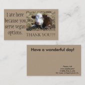 Veganer Outreach danken Ihnen Karten (Vorne/Hinten)