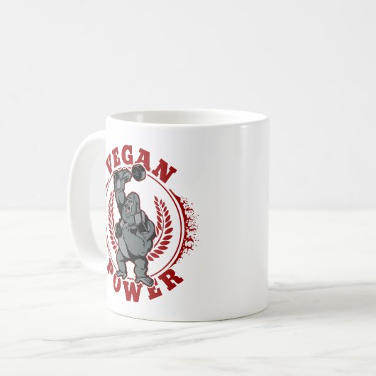 Veganer Power Bodybuilder Gorilla Kaffeetasse (Vorderseite Links)